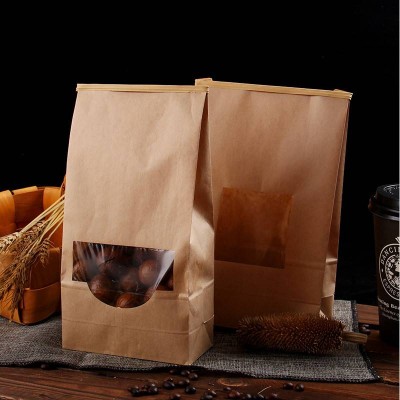 Custom Food Packing Kraft Paper Bag With Clear Window Food Bags Printed Takeaway Bags Food Packaging