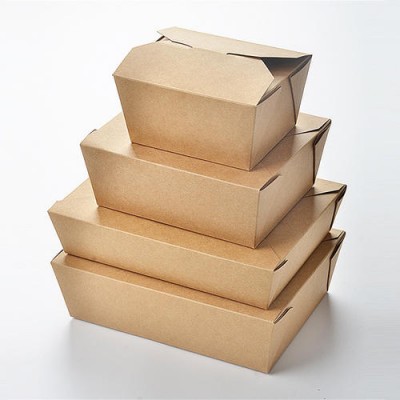 Container Take out Kraft Paper Food box takeaway food with Window for Food