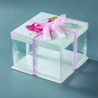 Wholesale large transparent windows birthday cupcake packaging paper cake box